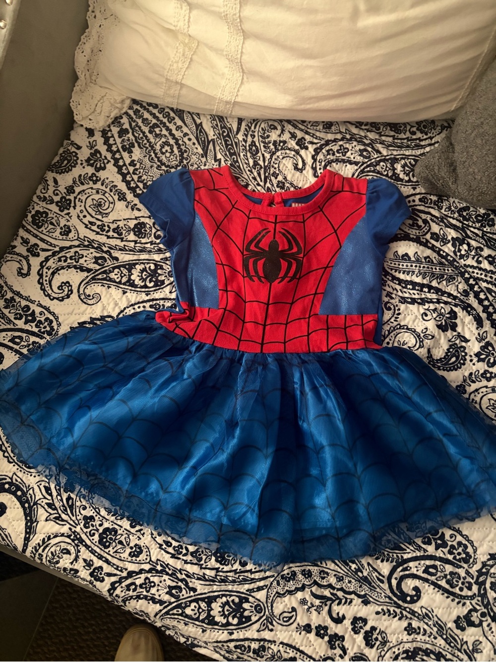 Spider-Themed Blue and Red Kids Costume Dress